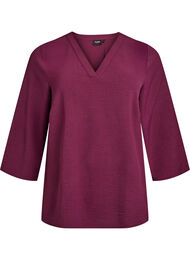 Bluse med 3/4 ermer, M&oslash;rk Bordeaux