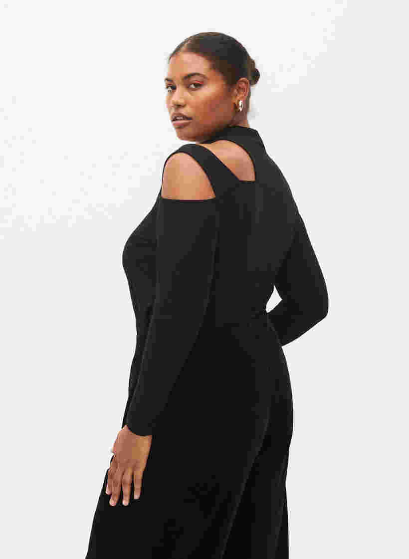 Langermet bluse med utskjæringer, Black, Model image number 1
