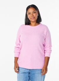 Melert strikkebluse med rund hals, Rosa Melert strikkebluse med rund hals, Rosa, Model