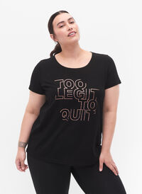 T-skjorte til trening med trykk, Black w. Too Legit , Model