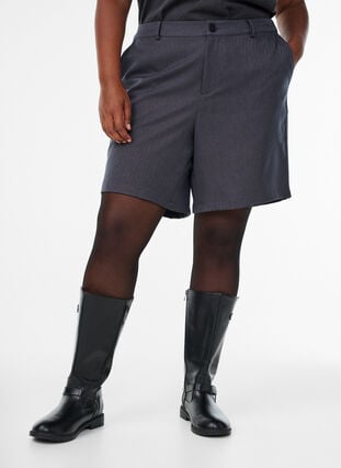 Zizzi Skreddersydde bermudashorts med lommer, Dark Grey , Model image number 3