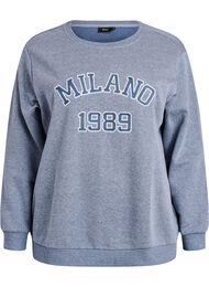 Genser med brodert Milan-motiv, Dark Grey Melange