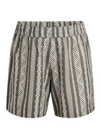 Stripete shorts i en blanding av lin og viskose, Grønn Stripete shorts i en blanding av lin og viskose
