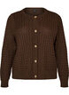 Flettestrikket cardigan med gullfargede knapper, Brun, Packshot image number 0