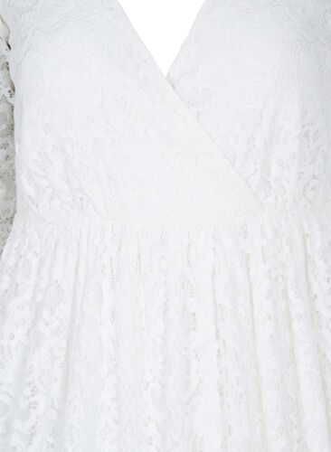 Brudekjole med blonder og 3/4-ermer, Star White, Packshot image number 2
