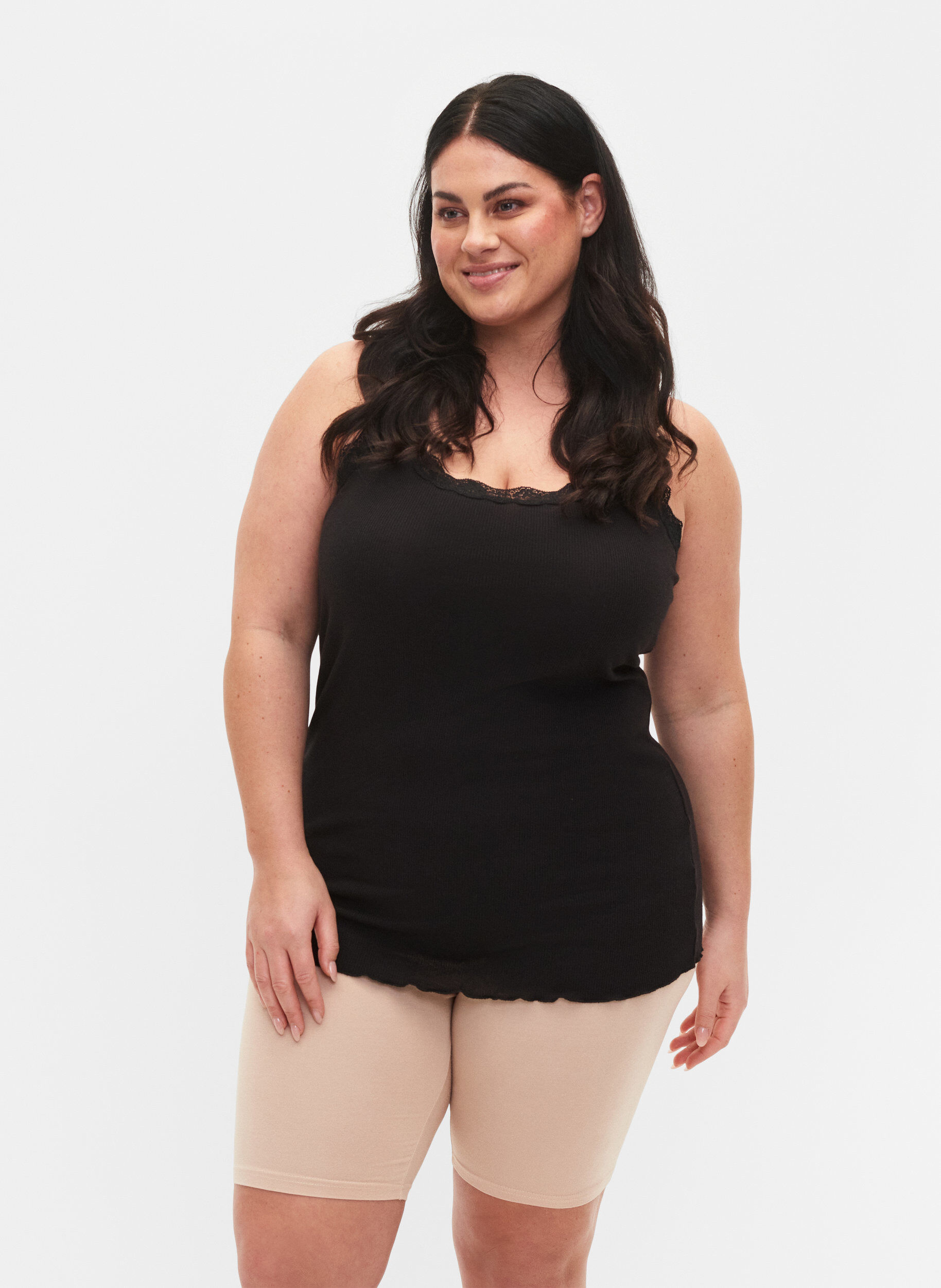 Sykkelshorts i viskose, 2 stk., Beige, Model