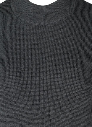 Kortermet strikkeponcho med høy hals, Dark Grey Melange, Packshot image number 2