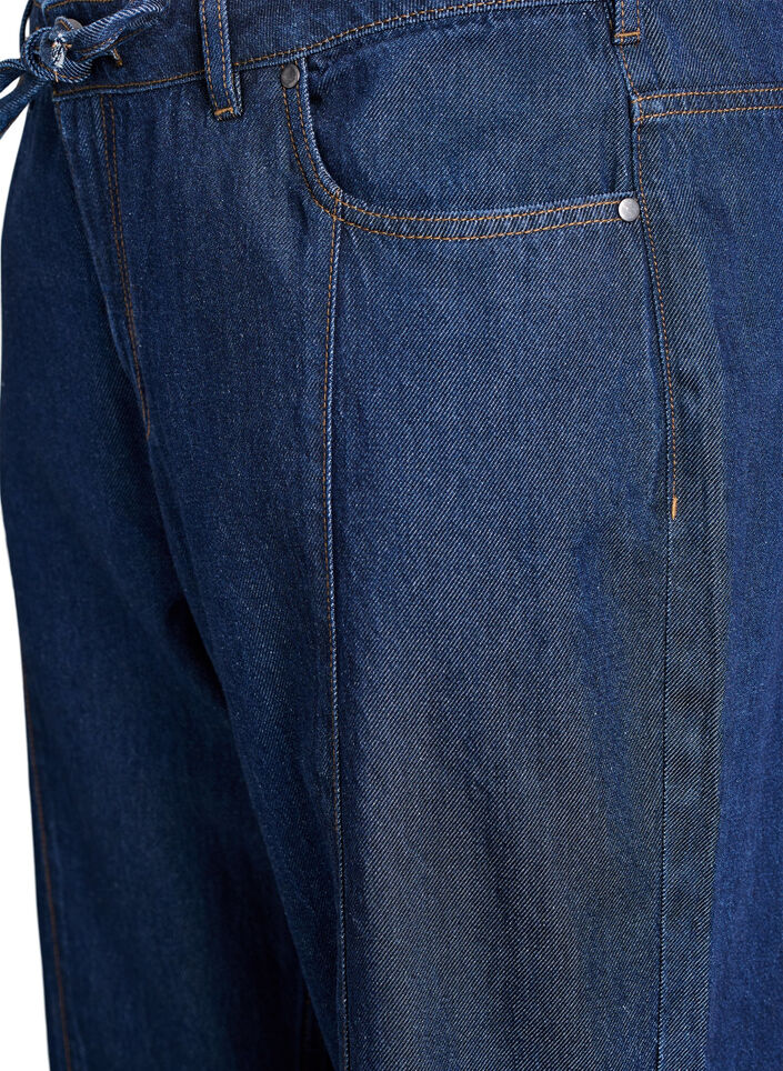 Vide jeans med knytebelte og høy midje, Blå, Packshot image number 2