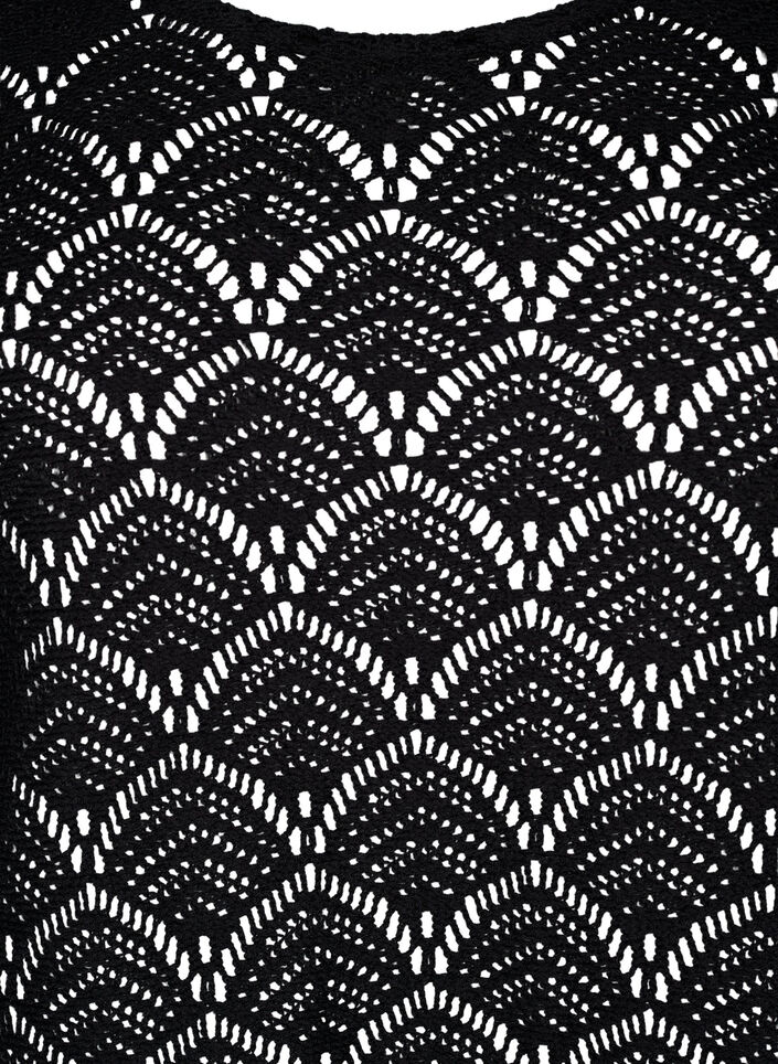 Hekle Bluse med 3 / 4 ermer, Black, Packshot image number 2