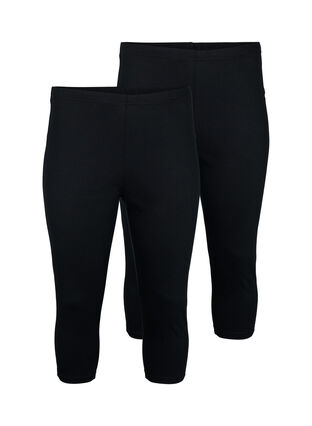 FLASH - 3/4-leggings, 2 stk., Black/Black, Packshot image number 0