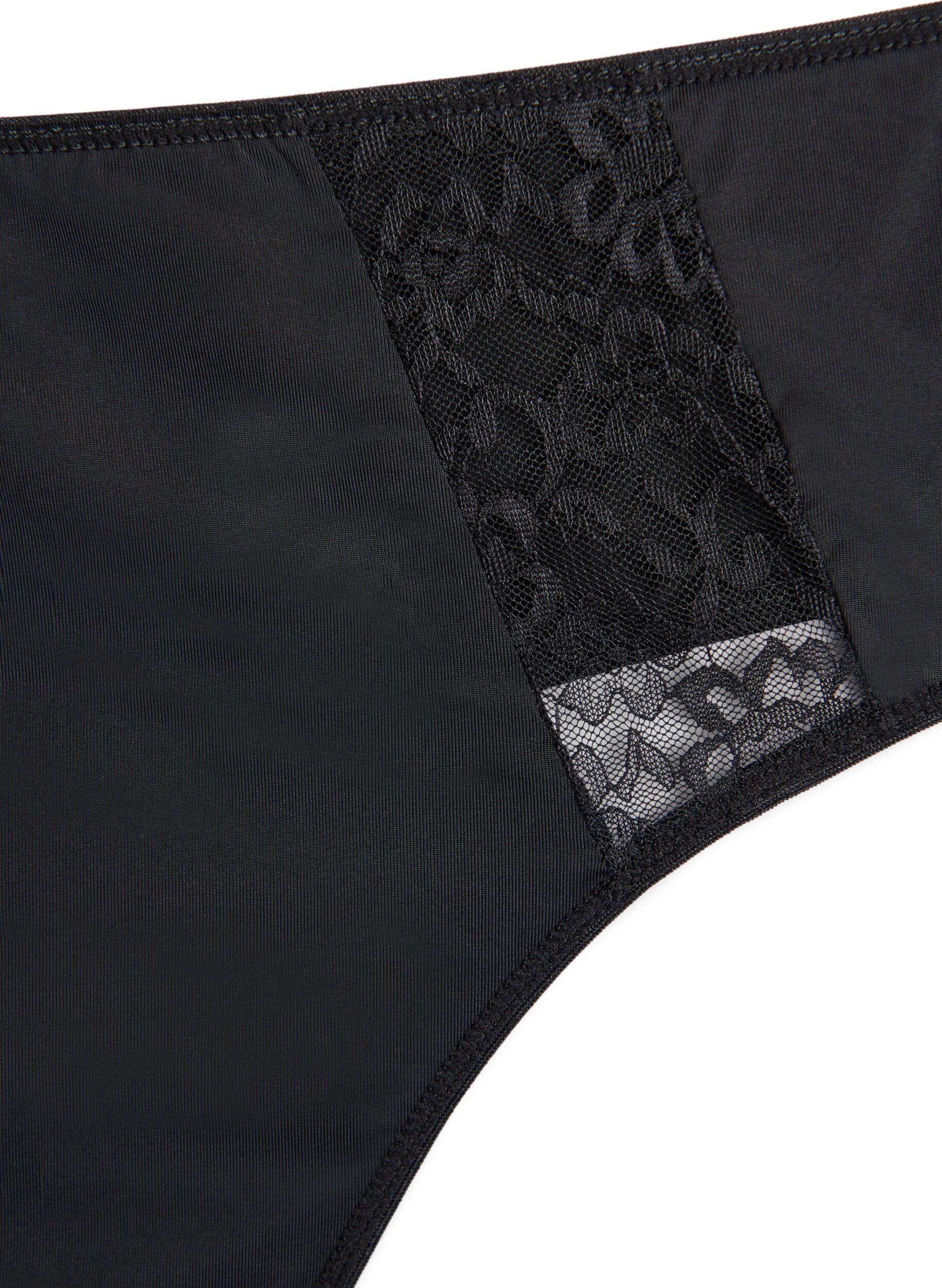 ZizziG-streng med blondedetaljer, 3 stk., Svart, Packshot image number 3