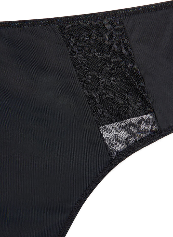 G-streng med blondedetaljer, 3 stk., Svart, Packshot image number 3