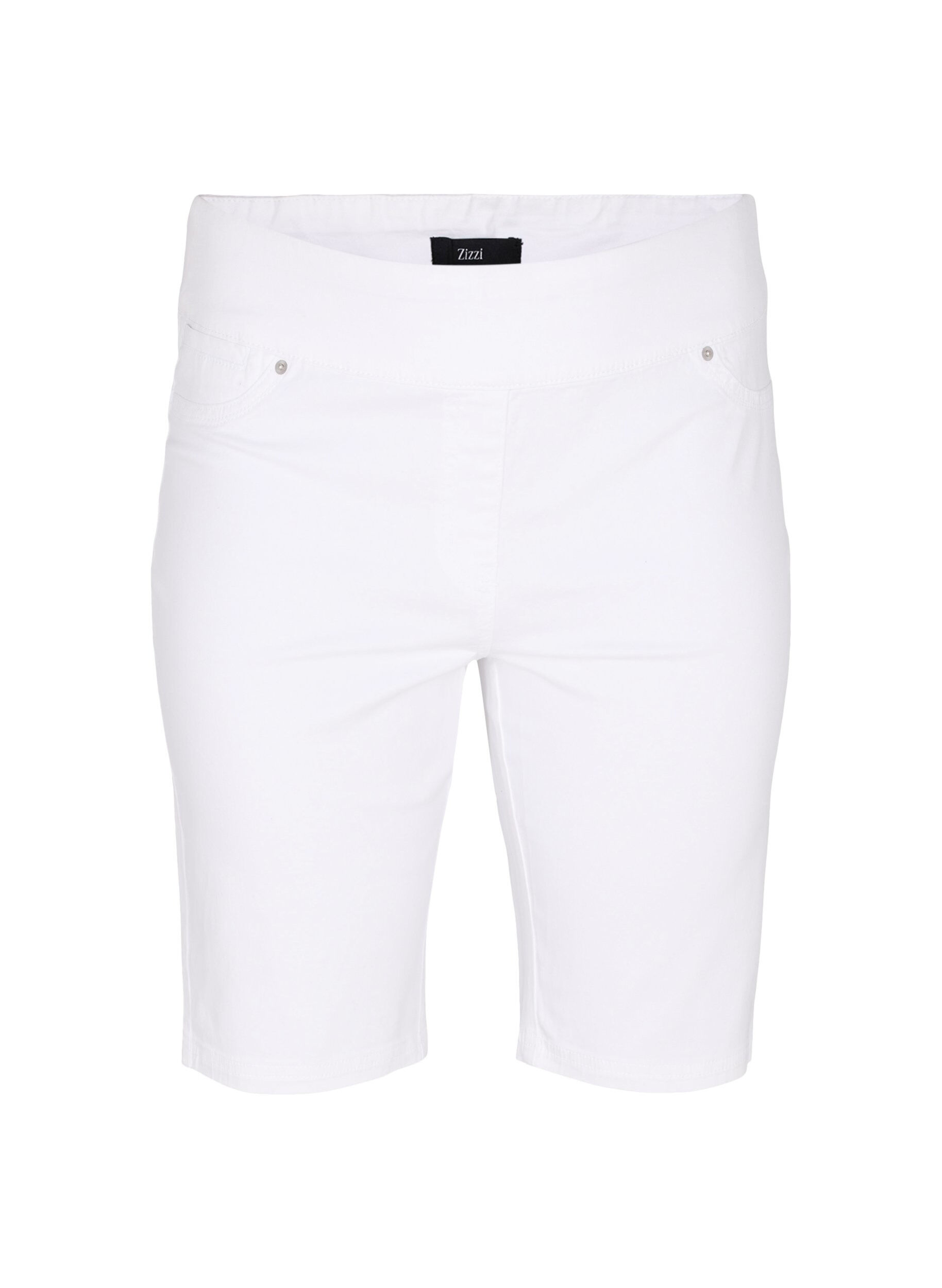 Zizzi Tettsittende shorts med baklommer, White, Packshot image number 0