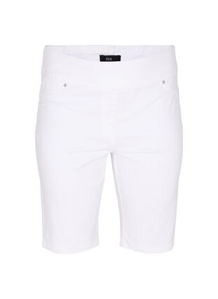 Zizzi Tettsittende shorts med baklommer, White, Packshot image number 0