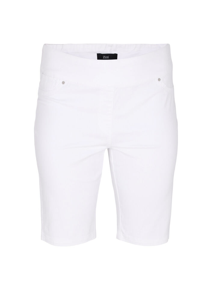 Tettsittende shorts med baklommer, White, Packshot image number 0