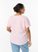 Bluse med korte ermer og rund hals, Rosa, Model image number 2