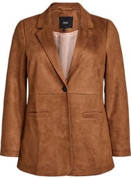 Imitert semsket blazer, Brun