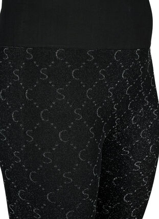 Sømløs tights med sølvfarget mønster, Black, Packshot image number 2