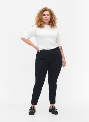 Slim fit Emily jeans med normal høyde i livet, Unwashed, Model image number 0