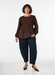 Bluse med smock og lange ermer, Brun, Model image number 1