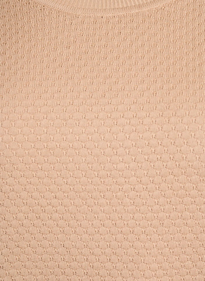 Strikkebluse i bomull med strukturmønster, Beige, Packshot image number 2