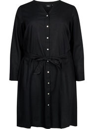 Skjortekjole med lange ermer, Black