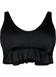 Bikinioverdel med avtagbare pads og volangkant, Black