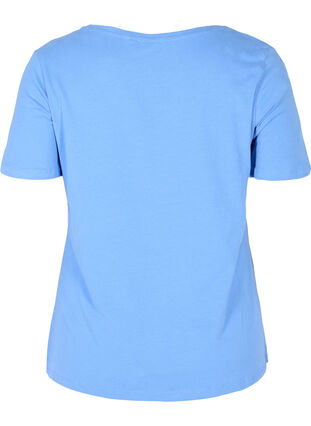 Ensfarget basis T-skjorte i bomull, Ultramarine, Packshot image number 1