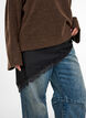 Satengskjerf med blondekant, Svart, Model image number 0