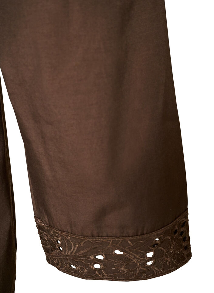 Skjortebluse med broderie anglaise, Brun, Packshot image number 3