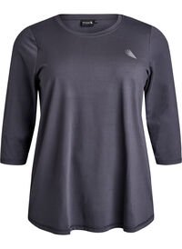 Treningsbluse med 3/4-ermer, Grå Treningsbluse med 3/4-ermer