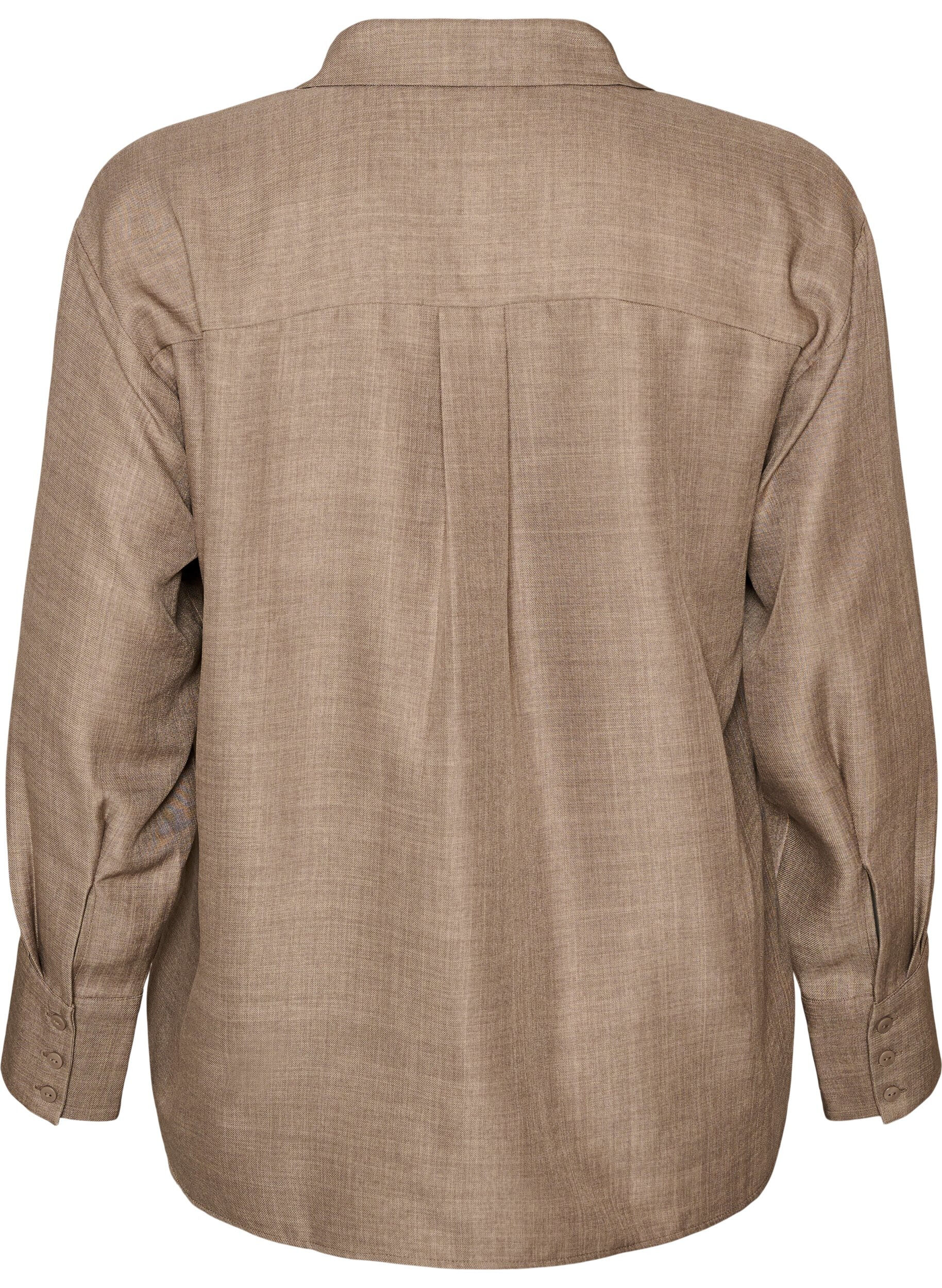 ZizziLoose fit skjorte med V-hals, Brun, Packshot image number 1