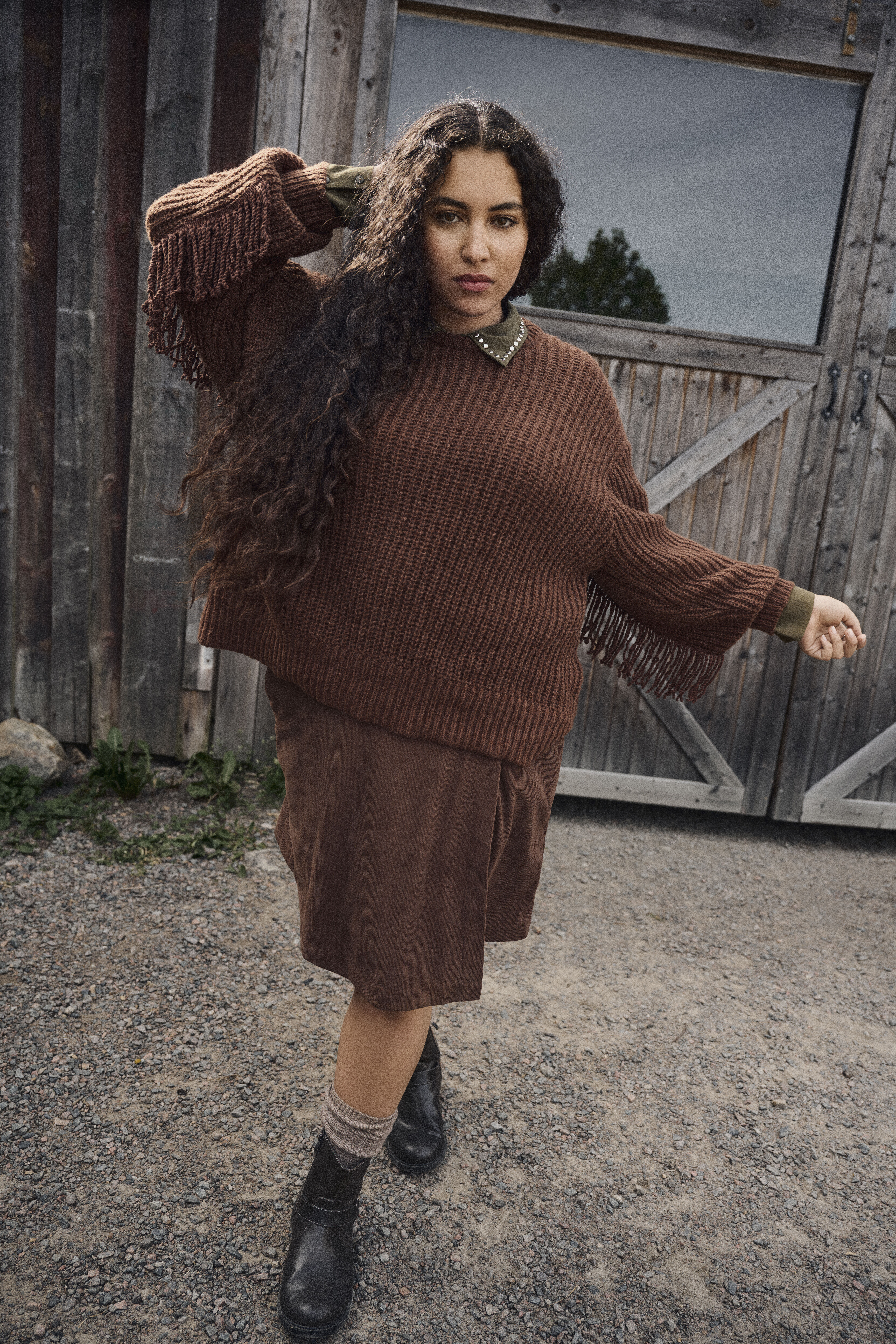 Zizzi Strikk med frynser, , Model