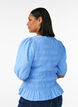 Smockbluse med volangkant og b&aring;thals, Bl&aring;, Model image number 2