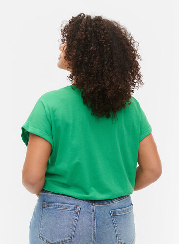 Kortermet T-skjorte i bomullsblanding, Kelly Green, Model image number 1