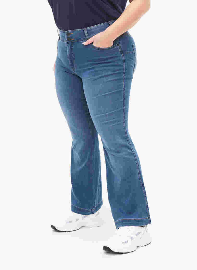 Ellen jeans med høyt liv og bootcut, Blue denim, Model image number 2