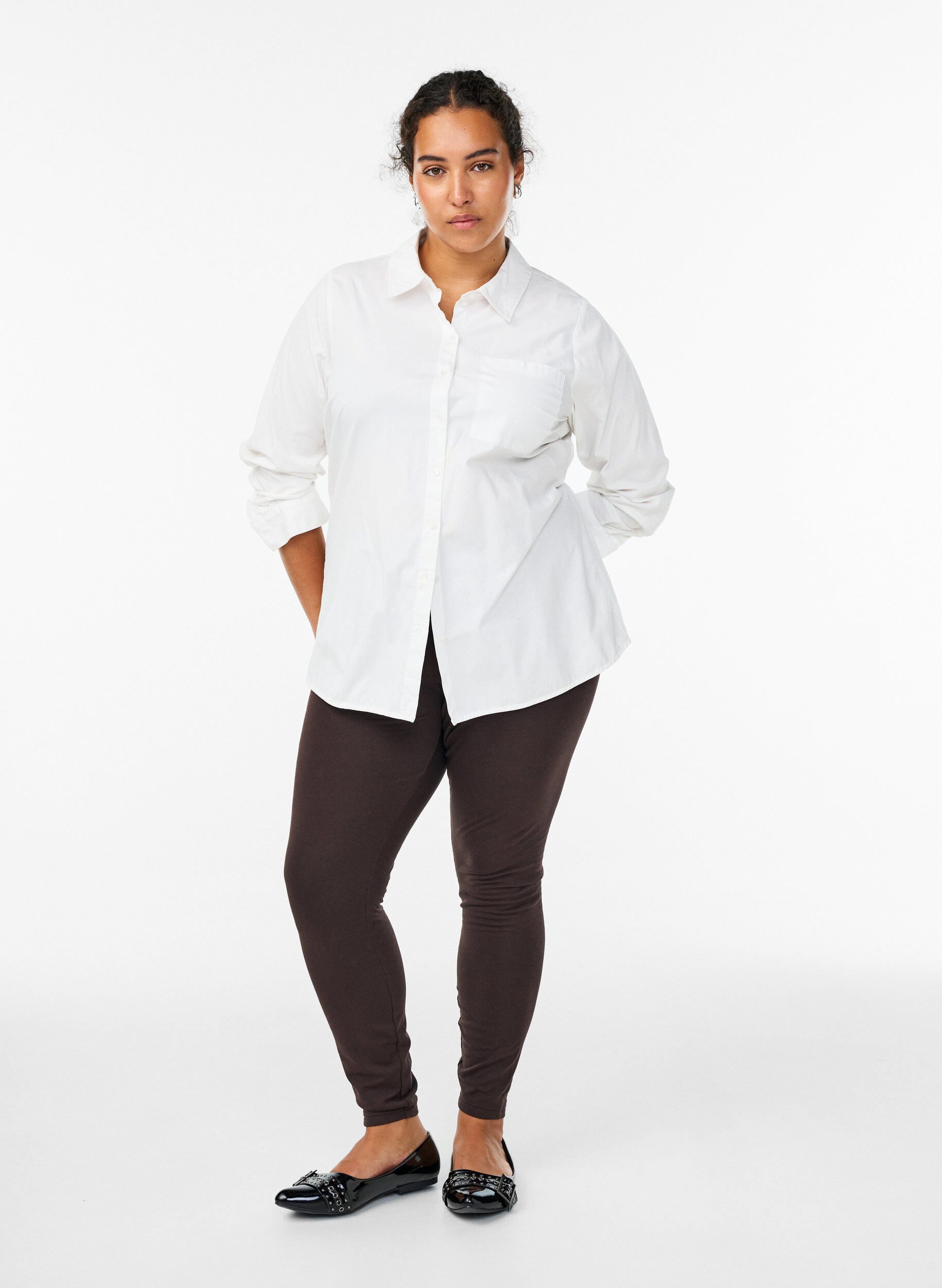 ZizziF&ocirc;ret tights i bomull, Brun, Model image number 1