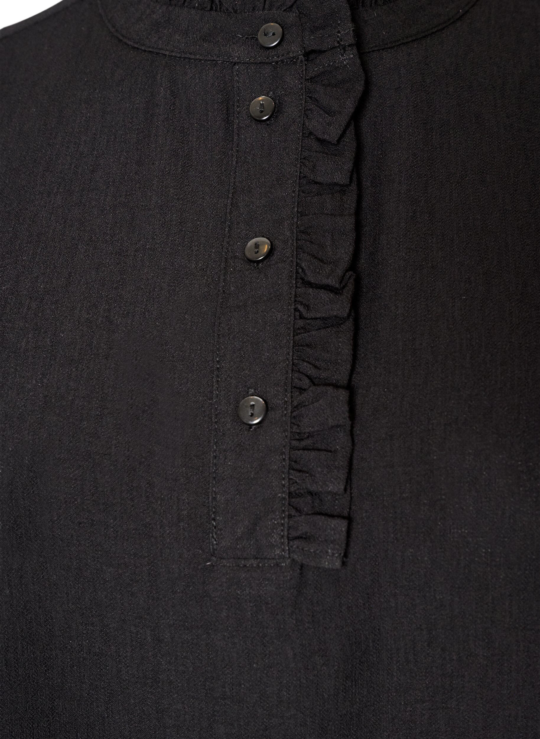 ZizziViskosetunika med volanger og knapper, Svart, Packshot image number 2