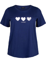 T-skjorte i bomull med rund hals og trykk, Medieval B.W. Hearts