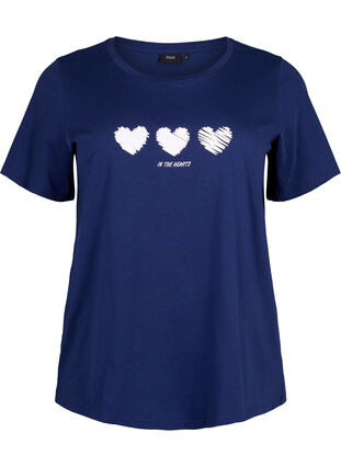 T-skjorte i bomull med rund hals og trykk, Medieval B.W. Hearts, Packshot image number 0