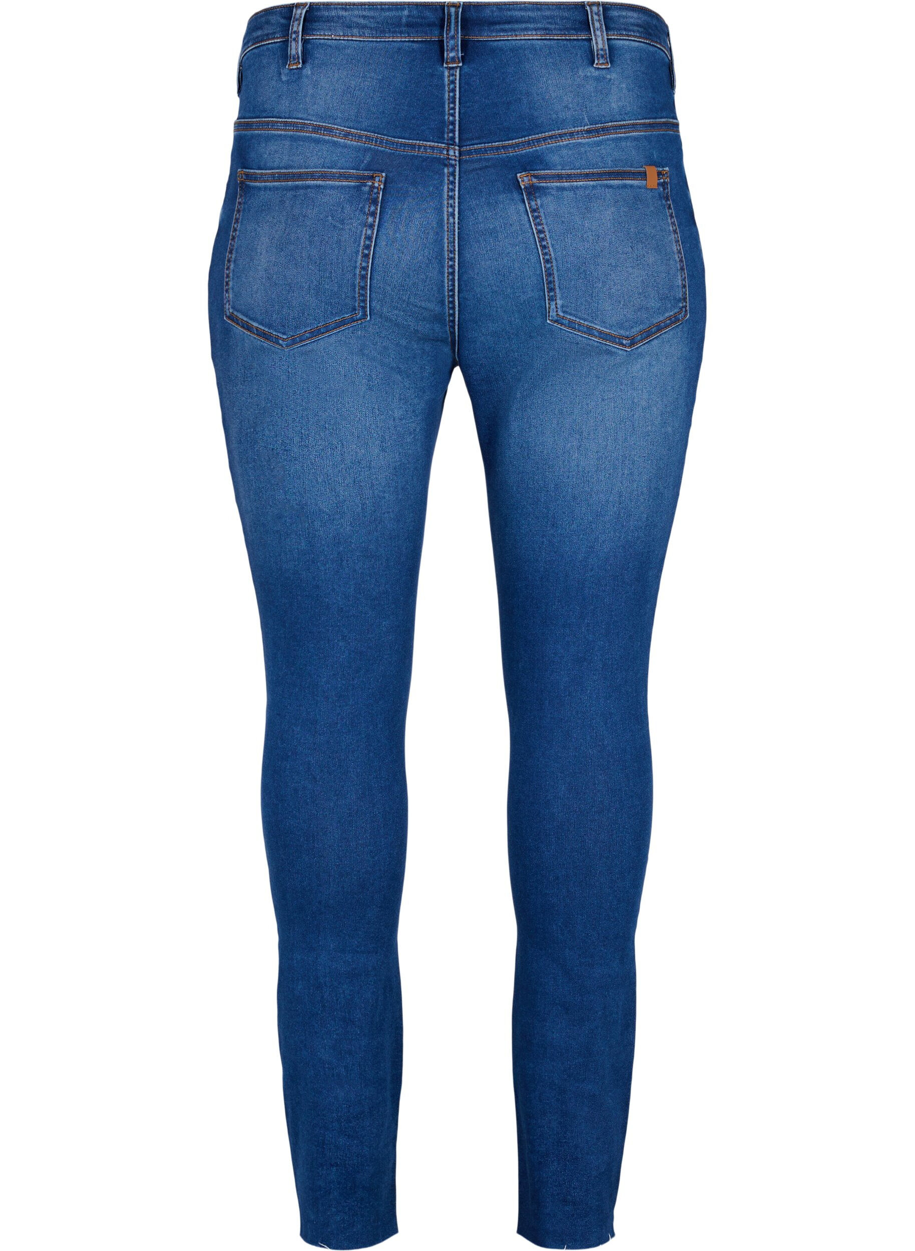 Zizzi Amy-jeans med h&oslash;y midje og knapper, Blue denim, Packshot image number 1