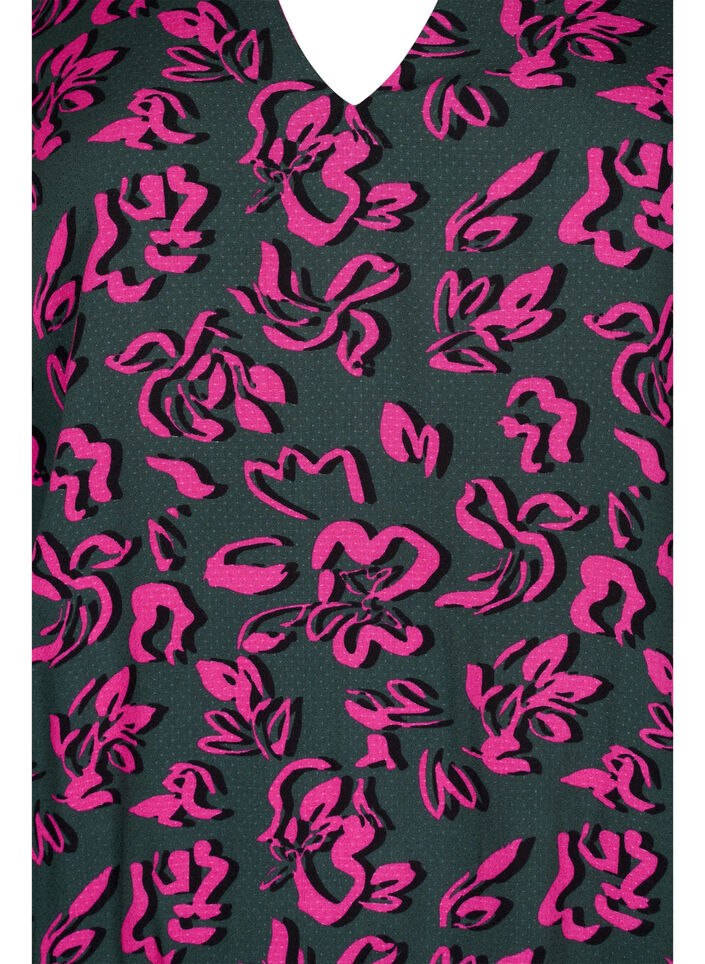 Langermet bluse i viskose med smock, Deep Forest AOP, Packshot image number 2