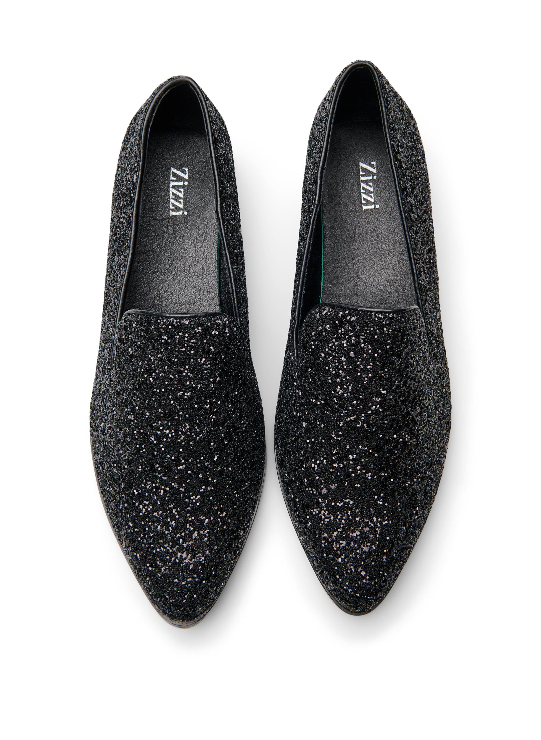 Zizzi Wide fit - Loafers med glitter, Svart, Packshot image number 2