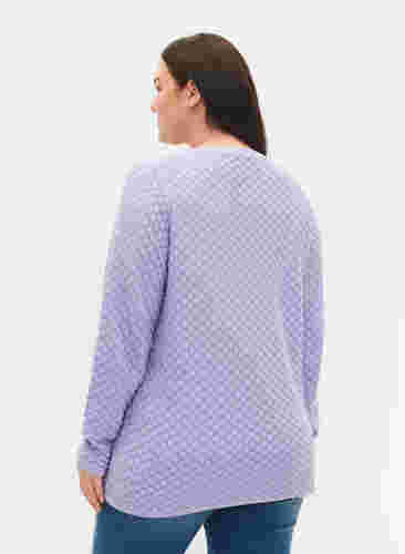 Mønstrete strikkegenser med V-hals, Lavender, Model image number 1