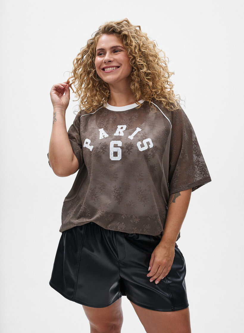Loose fit imitert skinnshorts med elastisk linning, Black, Model