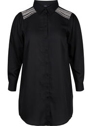 Lang skjorte med perledetaljer, Black