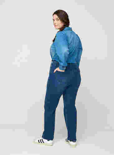Jeans med ekstra høy liv, Blue denim, Model image number 1