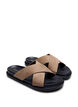 Sandal i semsket imitert skinn med kryssreimer, Woodsmoke, Packshot image number 1