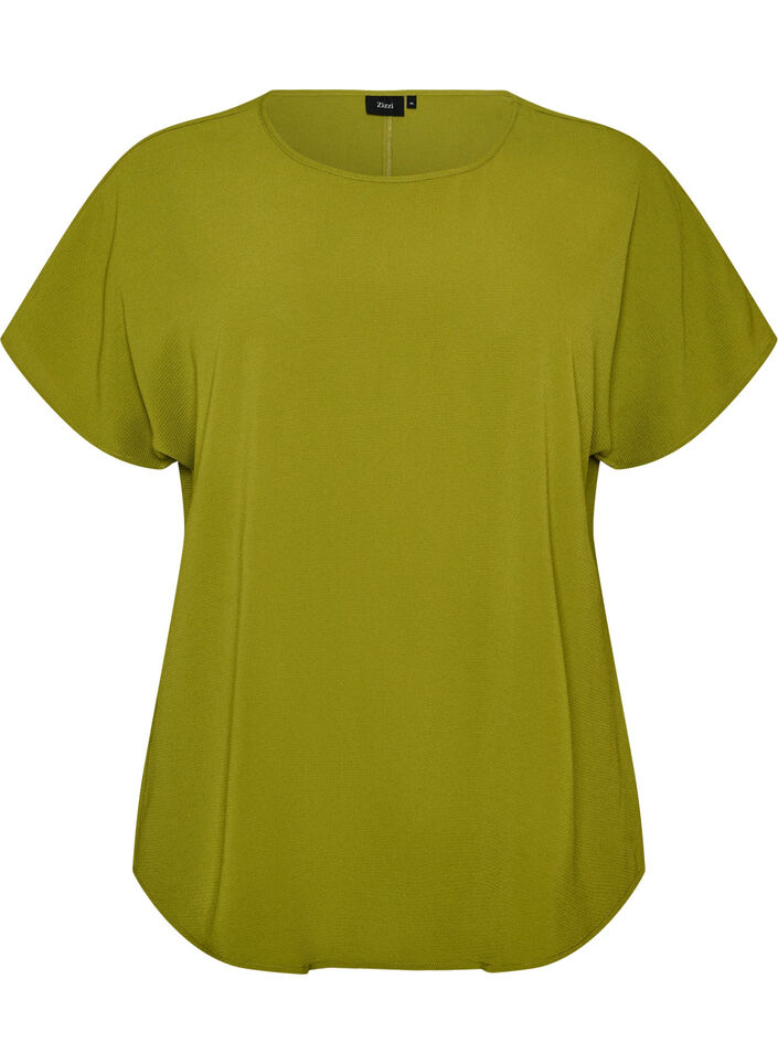 Kortermet bluse med rund hals, Gr&oslash;nn, Packshot image number 0