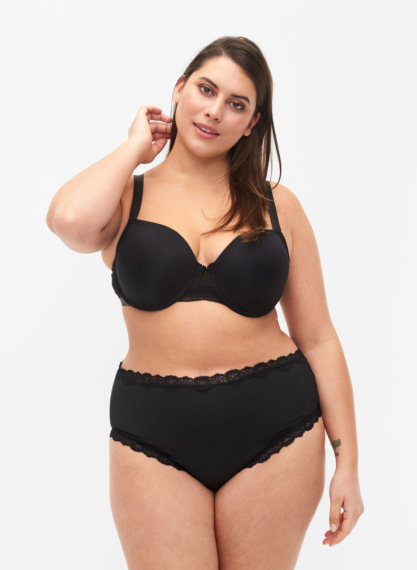 Truse med normal høyde i livet, 2 stk., Black, Model image number 0